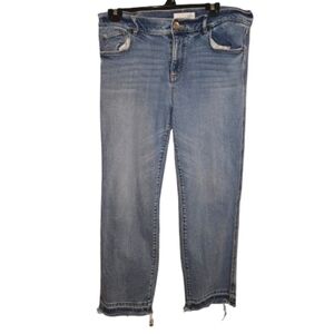 LOFT Straight Cropped Distressed Hem Jeans Size 6/28